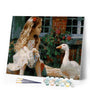 paint by numbers | Little Girl and Duck | animals birds ducks intermediate | FiguredArt