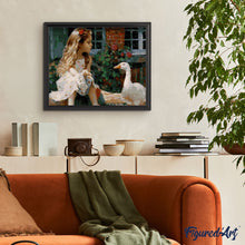Load image into Gallery viewer, paint by numbers | Little Girl and Duck | animals birds ducks intermediate | FiguredArt