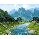 paint by numbers | Mountain View and River | advanced landscapes mountains | FiguredArt