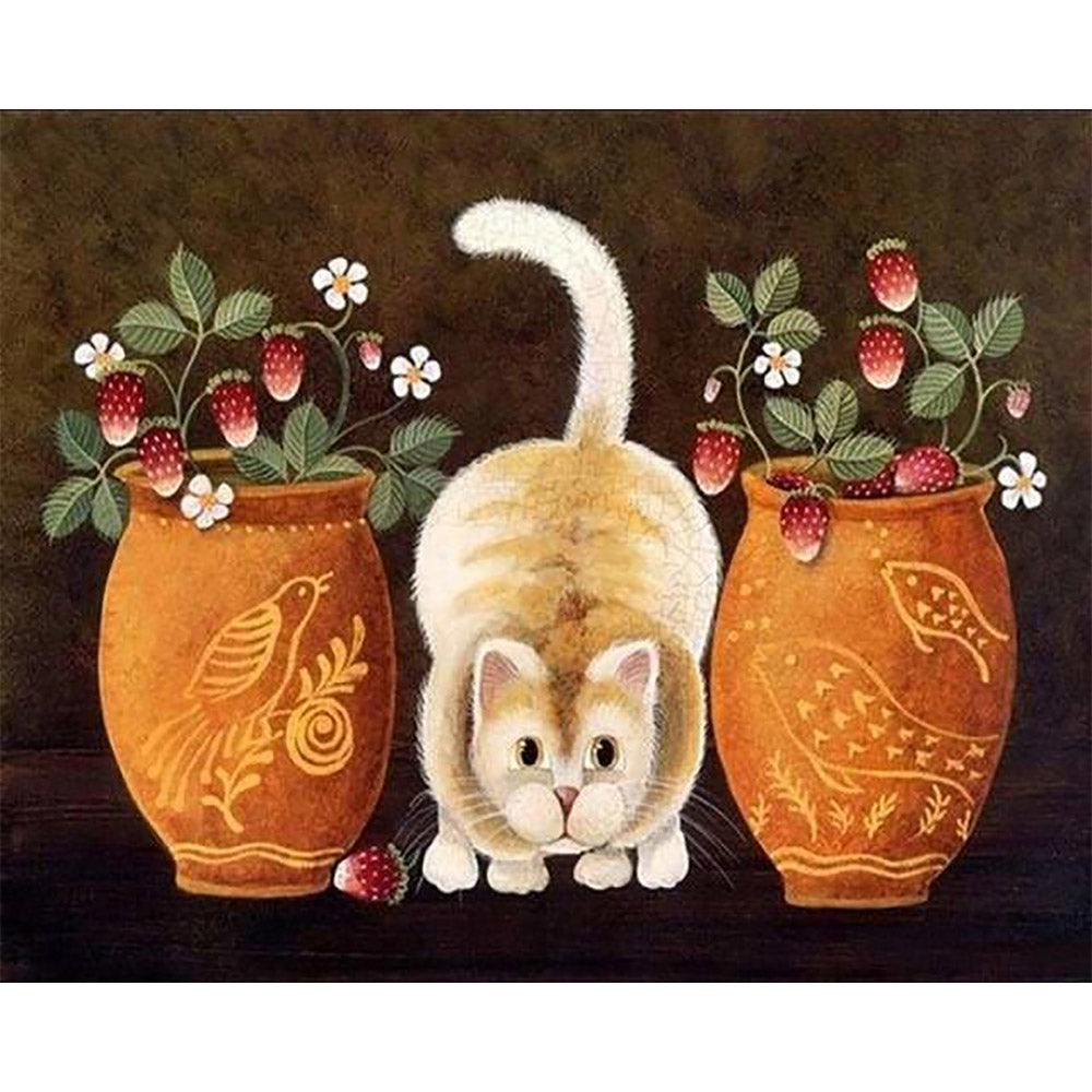 paint by numbers | Cat and vases | animals cats flowers intermediate | FiguredArt