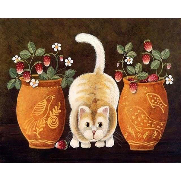 paint by numbers | Cat and vases | animals cats flowers intermediate | FiguredArt
