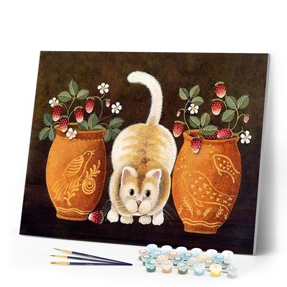 paint by numbers | Cat and vases | animals cats flowers intermediate | FiguredArt