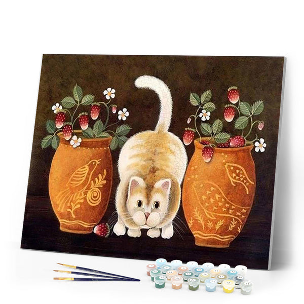 paint by numbers | Cat and vases | animals cats flowers intermediate | FiguredArt
