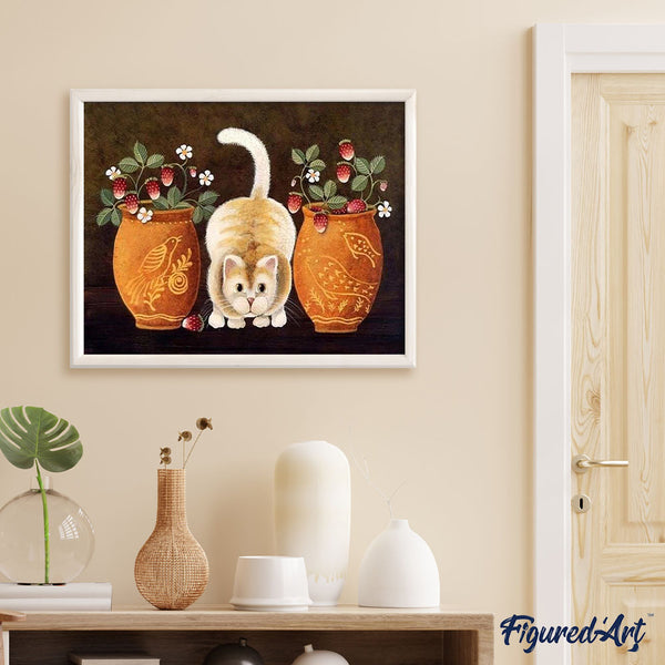paint by numbers | Cat and vases | animals cats flowers intermediate | FiguredArt