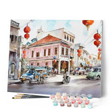 Load image into Gallery viewer, paint by numbers | Lantern street | cities intermediate | FiguredArt
