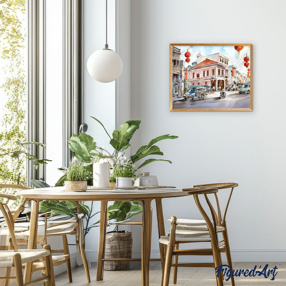 paint by numbers | Lantern street | cities intermediate | FiguredArt