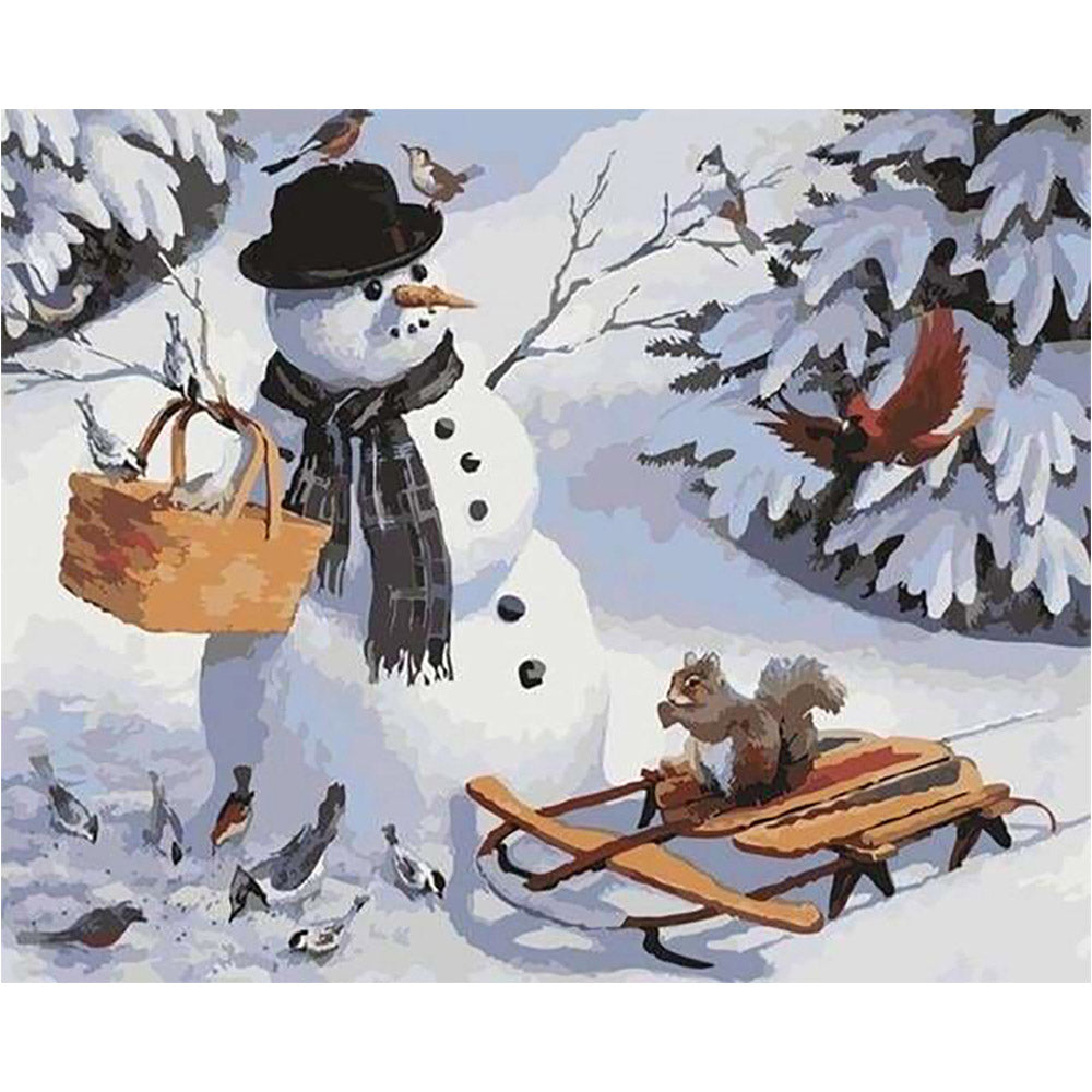 paint by numbers | Snowman and Squirrel | animals christmas easy | FiguredArt