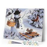 paint by numbers | Snowman and Squirrel | animals christmas easy | FiguredArt