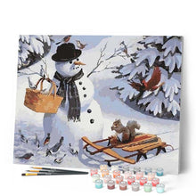 Load image into Gallery viewer, paint by numbers | Snowman and Squirrel | animals christmas easy | FiguredArt