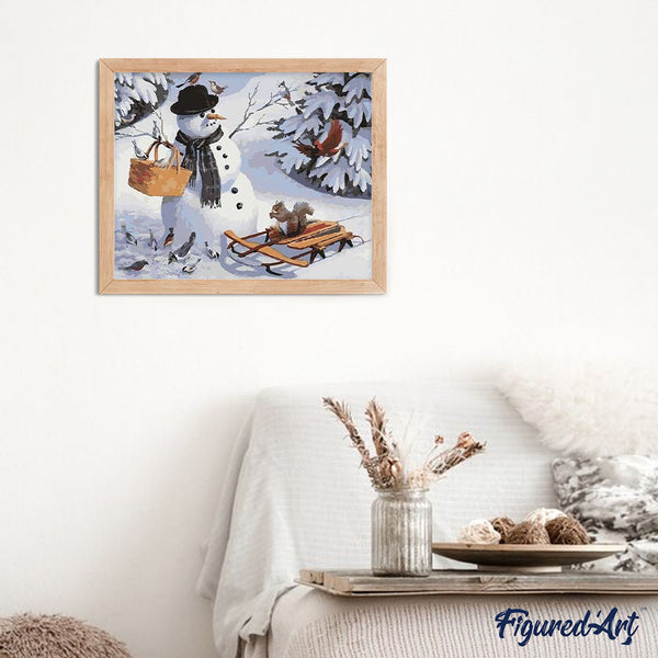 paint by numbers | Snowman and Squirrel | animals christmas easy | FiguredArt