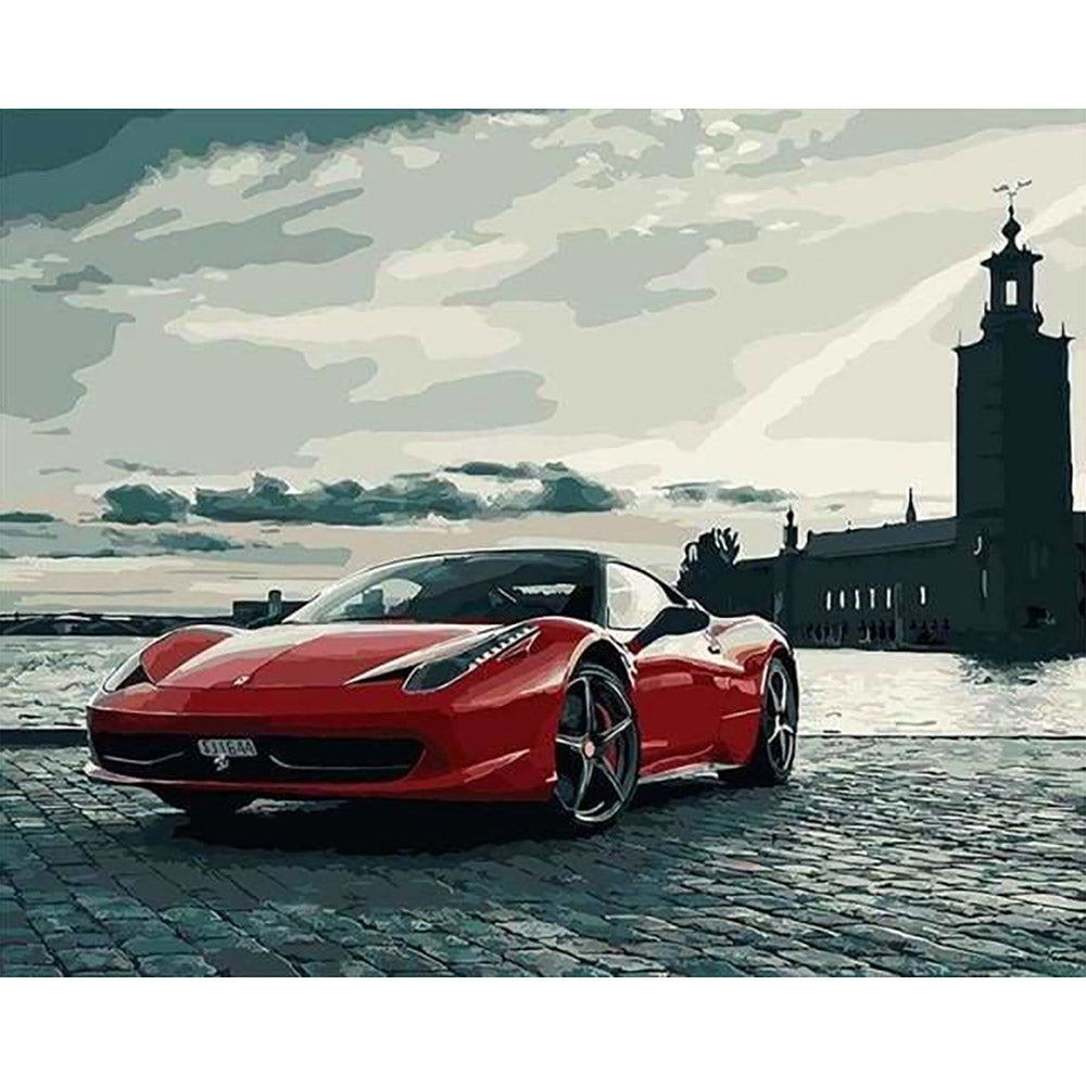 paint by numbers | Red Ferrari | cities intermediate | FiguredArt