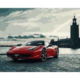 paint by numbers | Red Ferrari | cities intermediate | FiguredArt