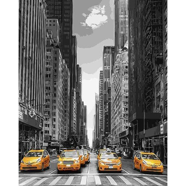 paint by numbers | Modern City and Yellow Taxis | advanced cities | FiguredArt