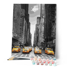 Load image into Gallery viewer, paint by numbers | Modern City and Yellow Taxis | advanced cities | FiguredArt