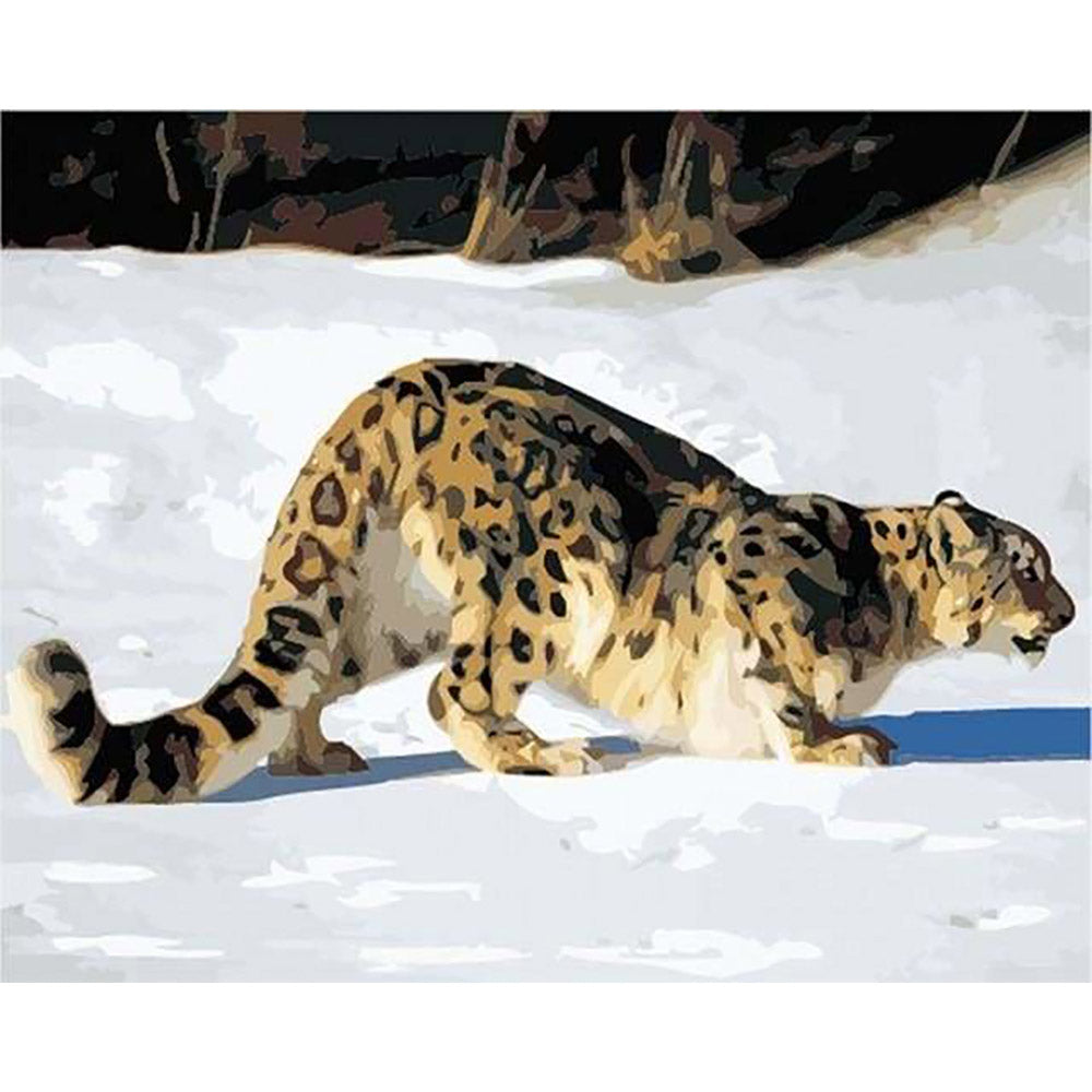 paint by numbers | Leopard in the Snow | animals easy leopards | FiguredArt