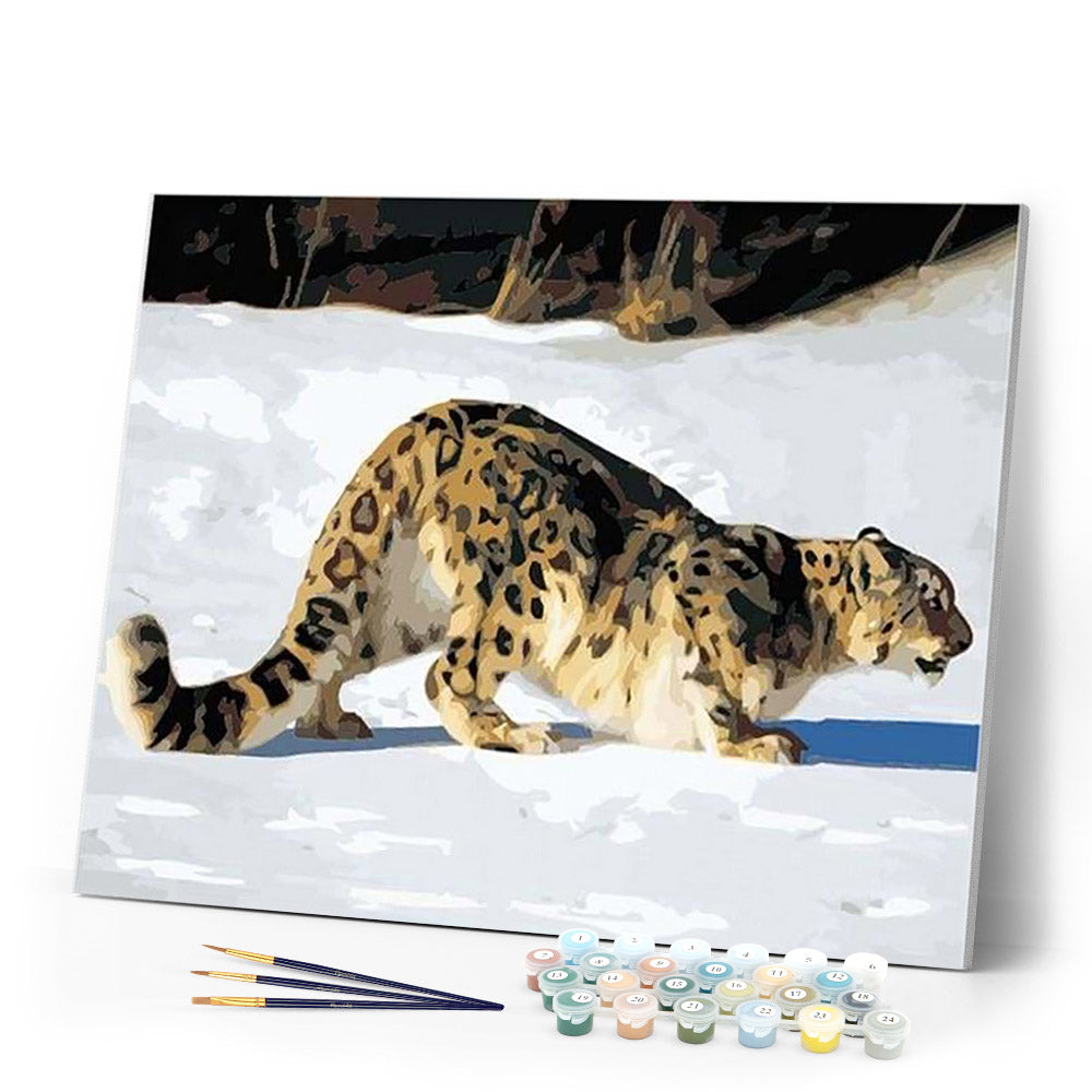 paint by numbers | Leopard in the Snow | animals easy leopards | FiguredArt