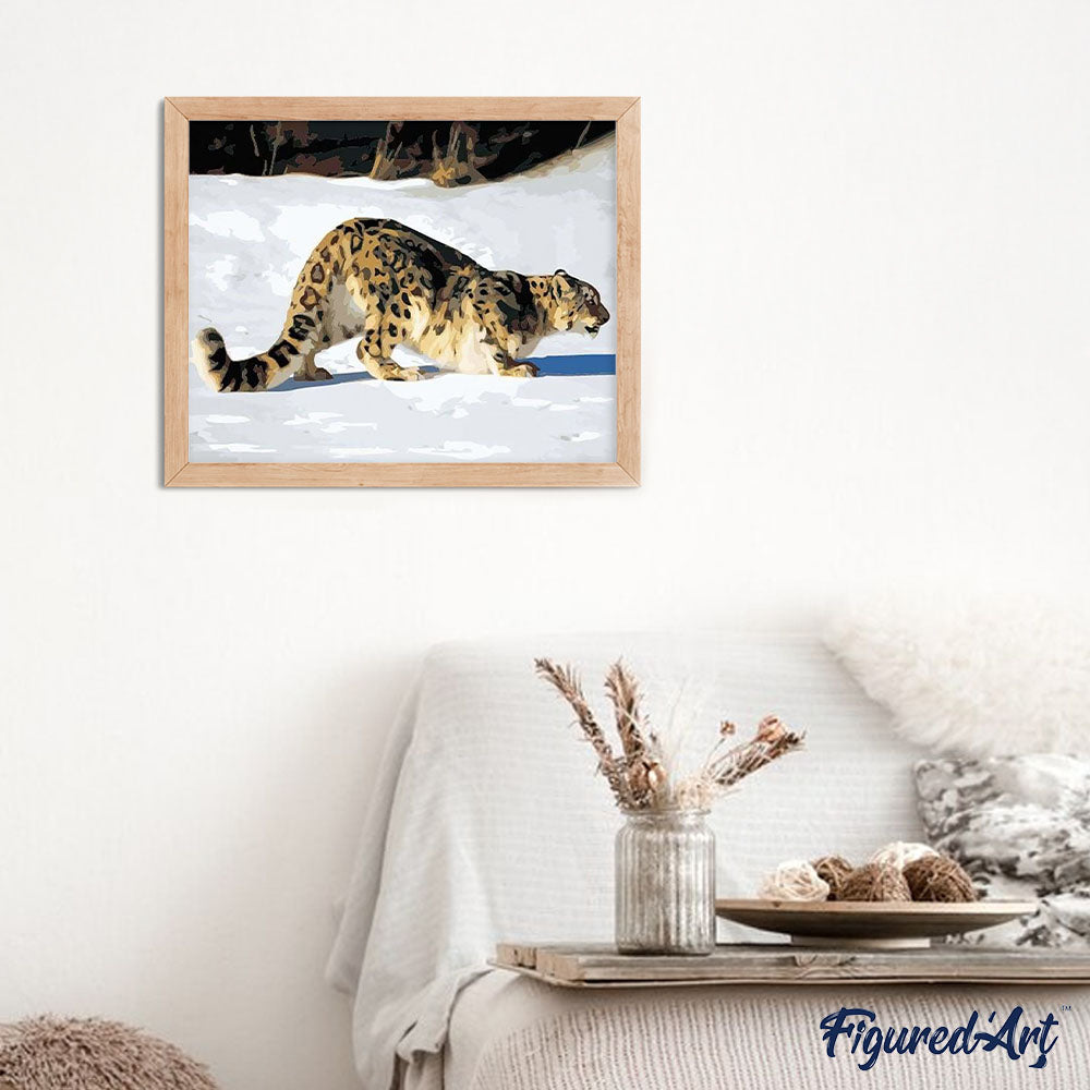 paint by numbers | Leopard in the Snow | animals easy leopards | FiguredArt