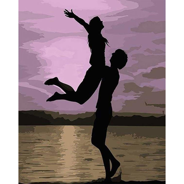 paint by numbers | Lovers on the Beach at Night | easy romance | FiguredArt