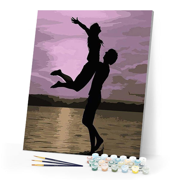 paint by numbers | Lovers on the Beach at Night | easy romance | FiguredArt