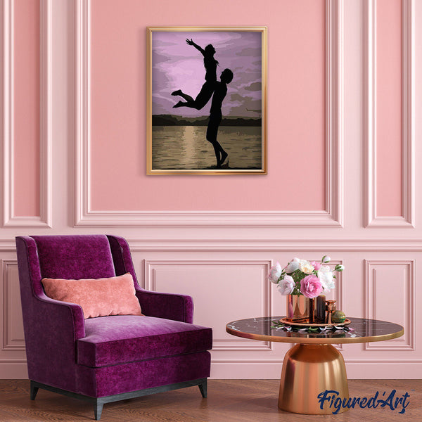 paint by numbers | Lovers on the Beach at Night | easy romance | FiguredArt