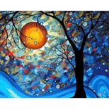 paint by numbers | Tree and Full Moon | intermediate trees | FiguredArt