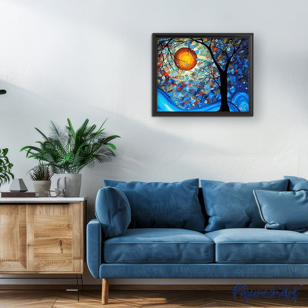 paint by numbers | Tree and Full Moon | intermediate trees | FiguredArt