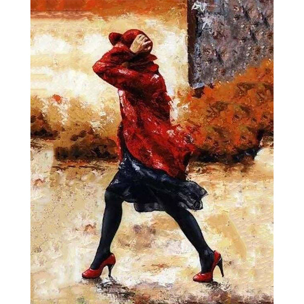 paint by numbers | Woman holding her hat | intermediate romance | FiguredArt