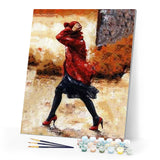 paint by numbers | Woman holding her hat | intermediate romance | FiguredArt