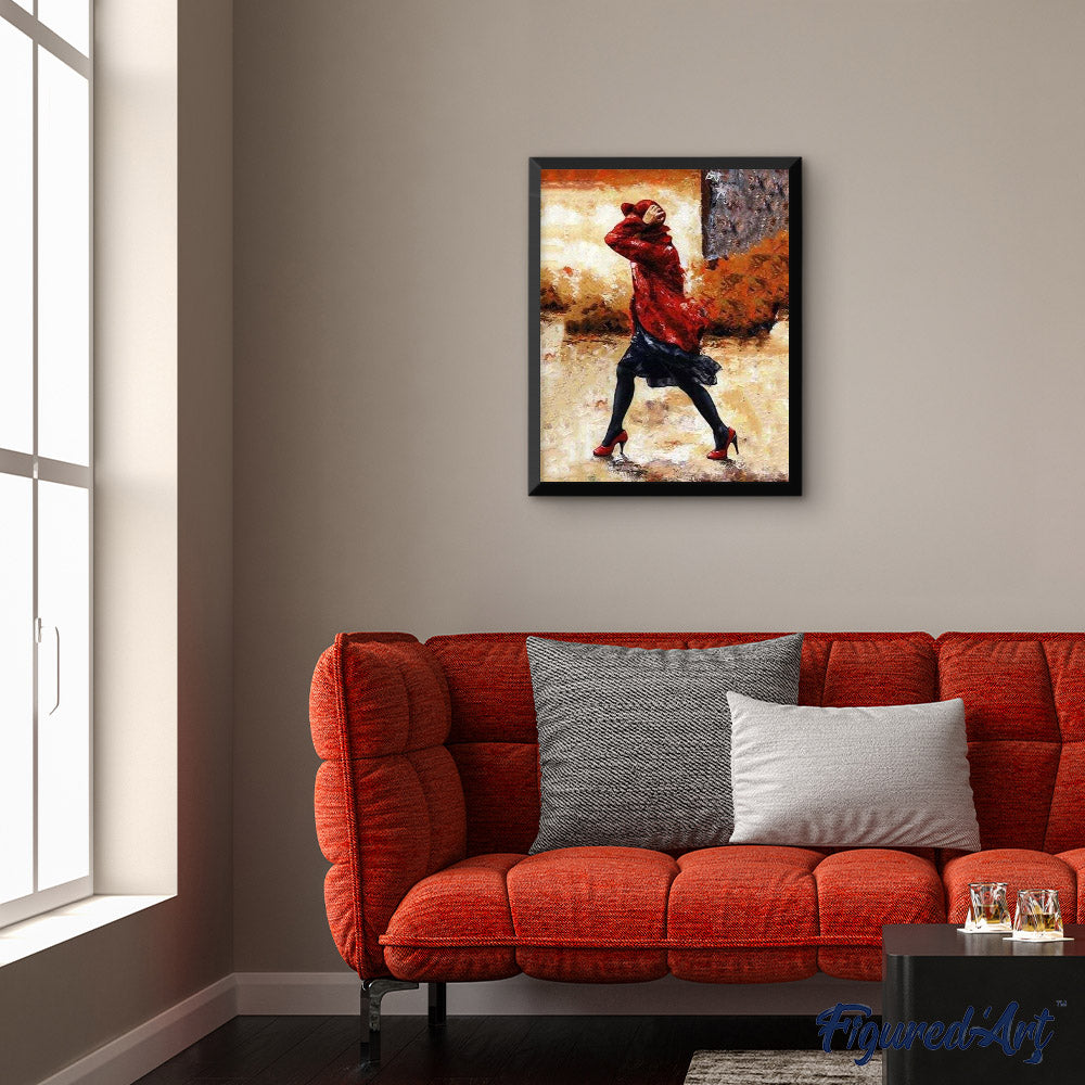 paint by numbers | Woman holding her hat | intermediate romance | FiguredArt