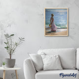 paint by numbers | Young Woman at the Beach | intermediate landscapes romance ships and boats | FiguredArt