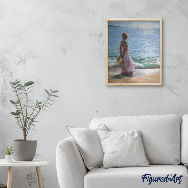 paint by numbers | Young Woman at the Beach | intermediate landscapes romance ships and boats | FiguredArt