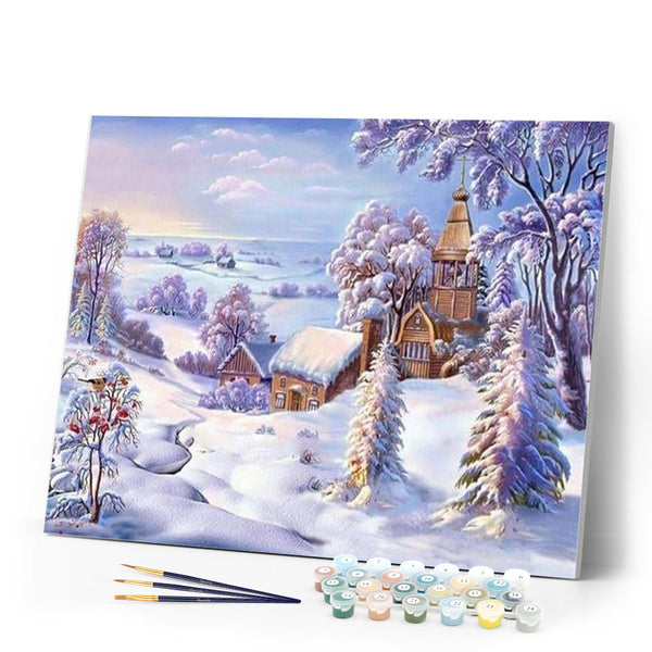 paint by numbers | Winter Village | easy landscapes | FiguredArt