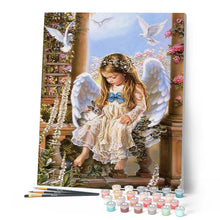 Load image into Gallery viewer, paint by numbers | Little Angel Bunny and Doves | advanced animals birds religion romance | FiguredArt