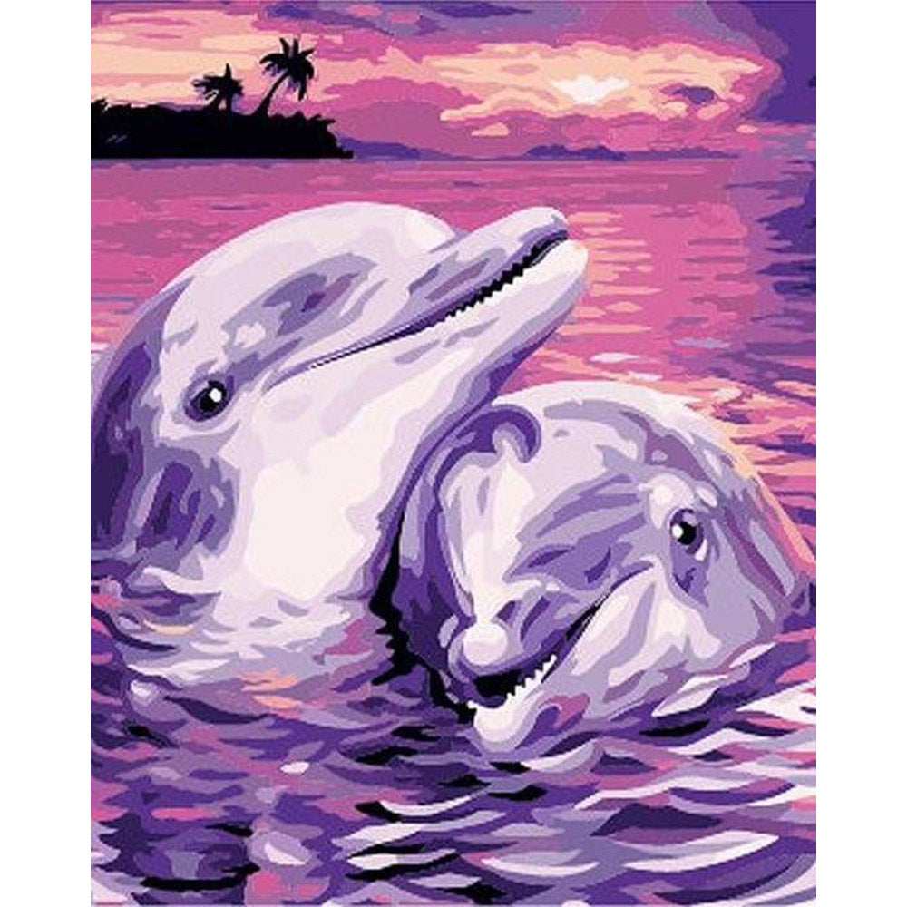 paint by numbers | Dolphins Forever Together | animals dolphins easy | FiguredArt