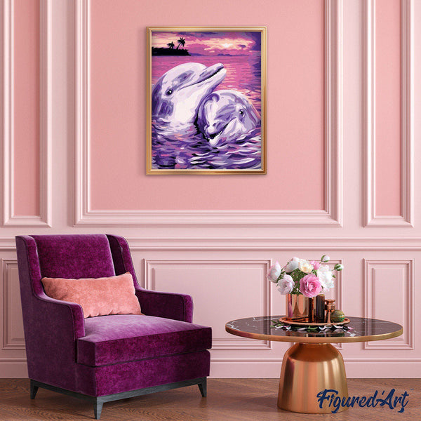 paint by numbers | Dolphins Forever Together | animals dolphins easy | FiguredArt