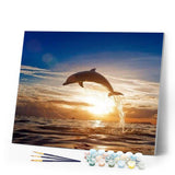 paint by numbers | Jumping Dolphin | advanced animals dolphins landscapes | FiguredArt