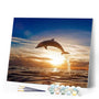 paint by numbers | Jumping Dolphin | advanced animals dolphins landscapes | FiguredArt
