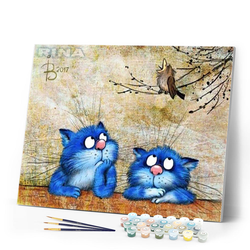 Paint by numbers | Small blue cats | animals cats advanced | Figured'Art