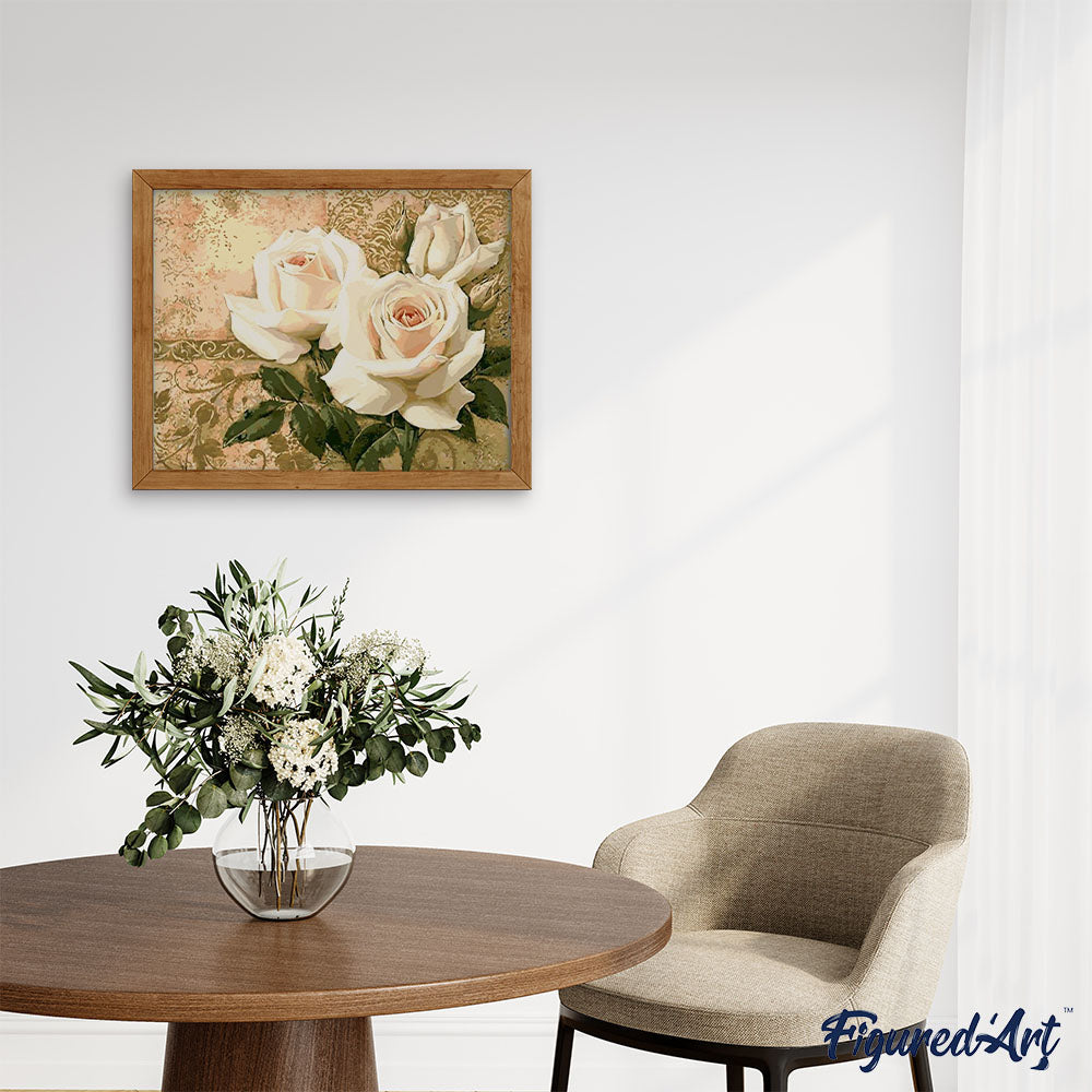 Paint by numbers | Three white flowers | flowers intermediate | Figured'Art