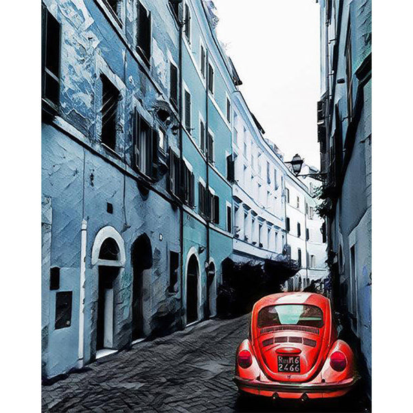 Paint by numbers | The Red car | intermediate cities cars and motos | Figured'Art
