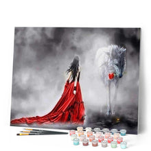 Load image into Gallery viewer, Paint by numbers | Romance Woman and Wolf | animals intermediate wolves romance | Figured'Art