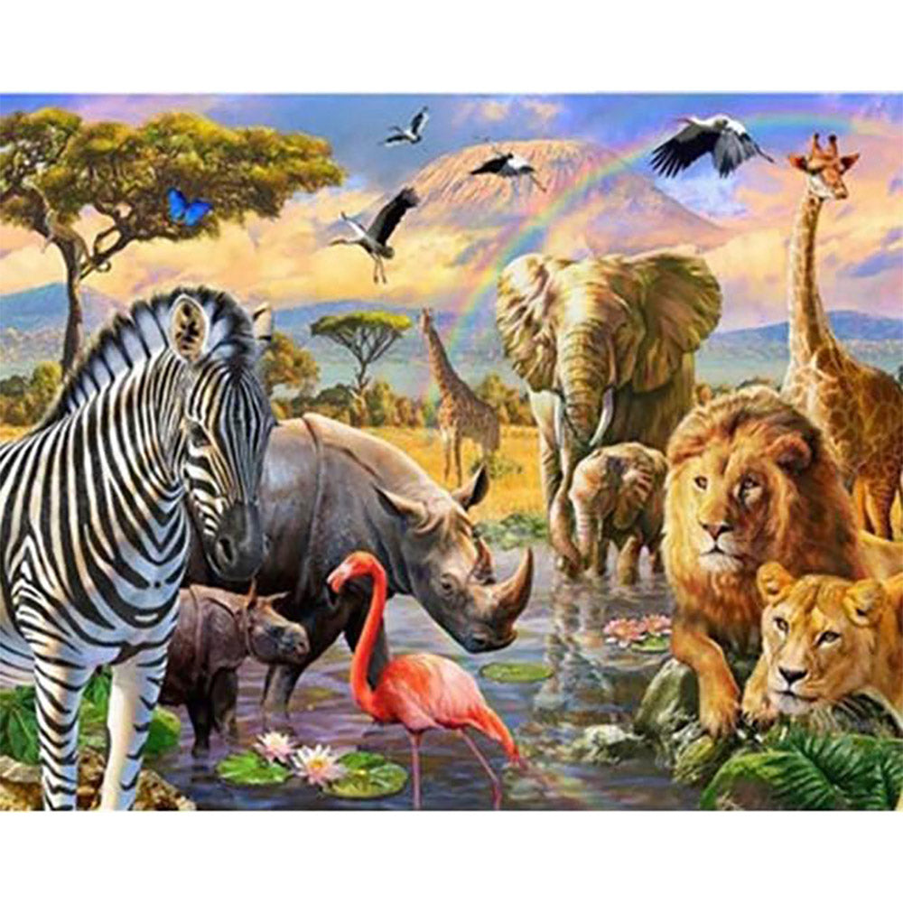 Paint by numbers | Animals from Africa | animals advanced lions rhinos zebras elephants | Figured'Art