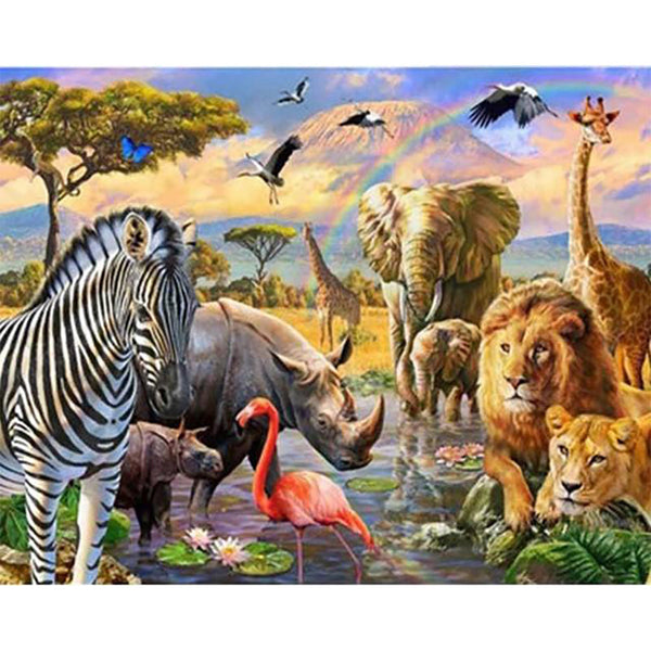 Paint by numbers | Animals from Africa | animals advanced lions rhinos zebras elephants | Figured'Art