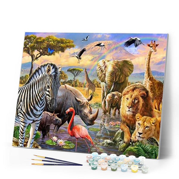 Paint by numbers | Animals from Africa | animals advanced lions rhinos zebras elephants | Figured'Art
