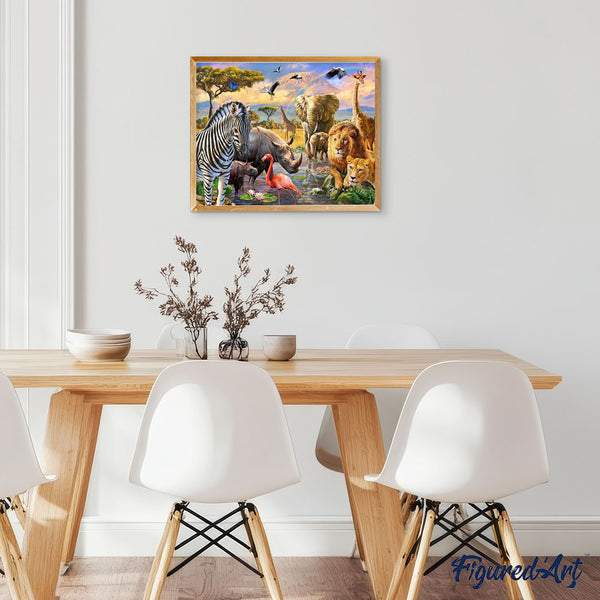 Paint by numbers | Animals from Africa | animals advanced lions rhinos zebras elephants | Figured'Art