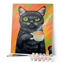 Load image into Gallery viewer, Paint by numbers | Cat and Coffee | animals cats intermediate | Figured'Art