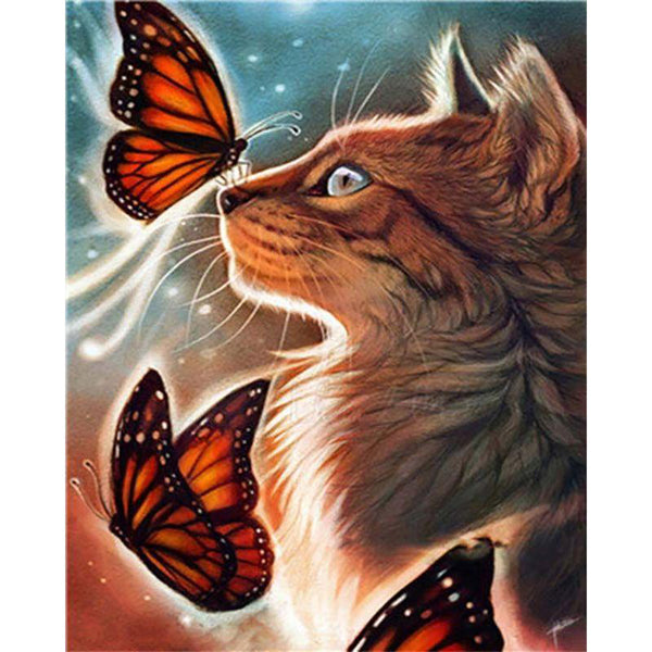 Paint by numbers | Cat and Butterflies | animals cats advanced butterflies | Figured'Art