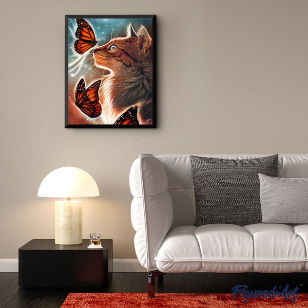 Paint by numbers | Cat and Butterflies | animals cats advanced butterflies | Figured'Art