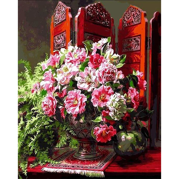 paint by numbers | Flowers and Chinese style interior | advanced flowers | FiguredArt