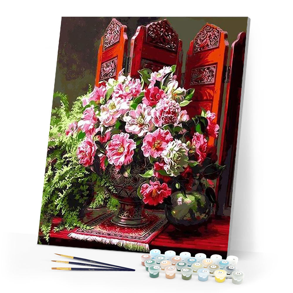 paint by numbers | Flowers and Chinese style interior | advanced flowers | FiguredArt